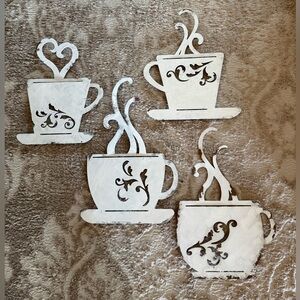 Metal Rustic Coffee Tea Cup Wall Art Set~kitchens~coffee bars~farmhouse~vintage